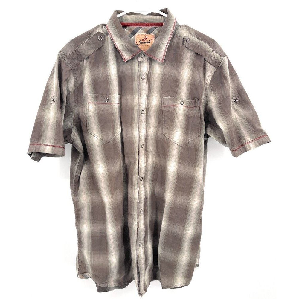 JEREMIAH American Legacy Western Plaid Snap‎ Short Sleeve Shirt Size XL
